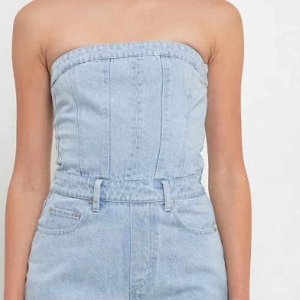 Grey Lab Women's Corset Denim Jumpsuit